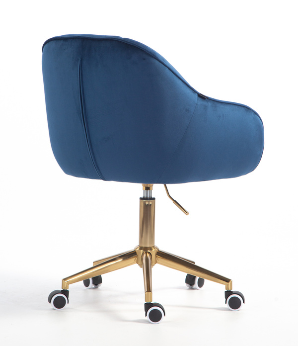 HR2055K Scaun Bleumarin din Catifea cu Bază Aurie