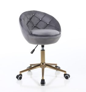 HR948K Scaun Grafit din Catifea cu Bază Aurie