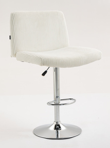 HR150W Scaun Alb din Catifea Reiată cu Bază Cromata