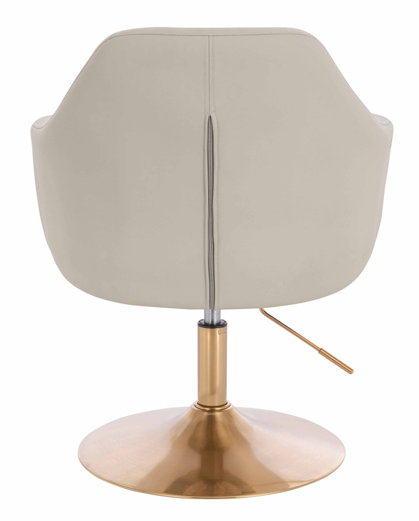 HR831N Scaun Ecru Piele Ecologica Premium Soft cu Bază Aurie