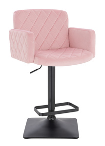 HR802KW Scaun Roz Pudra din Catifea cu Bază Neagră