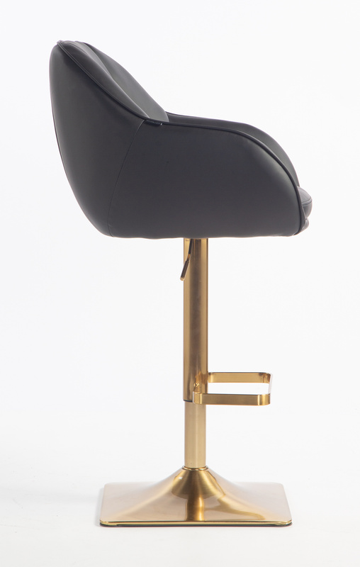 HR2055KW Scaun Neagră din Piele Ecologica cu Bază Aurie