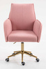 HR280K Scaun Roz Pudra Boucle cu Bază Aurie