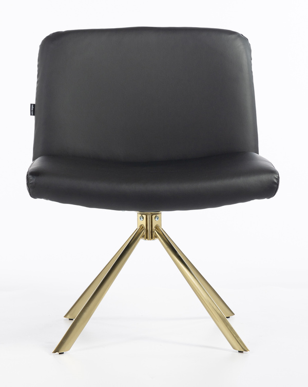 HR150 BAZĂ STEA Scaun Neagră din Catifea cu Bază Aurie