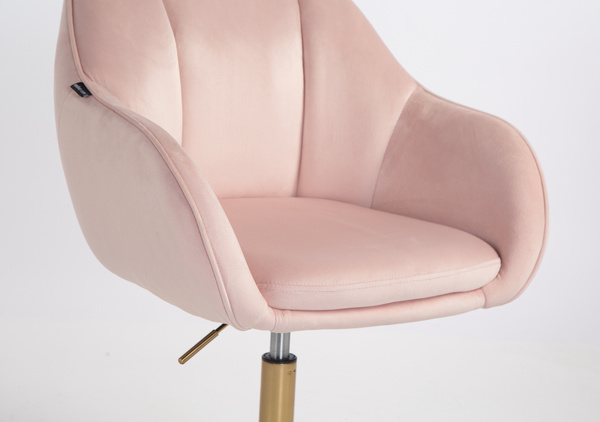 HR2055N Scaun Roz Pudra din Catifea cu Bază Aurie