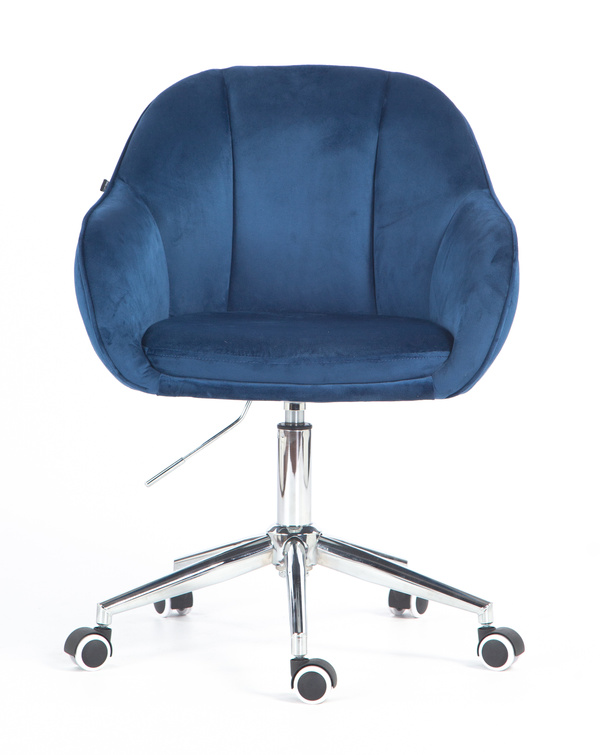 HR2055K Scaun Bleumarin din Catifea cu Bază Cromata