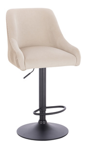 HR920W Scaun Crem din Catifea cu Bază Neagră