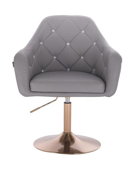 HR830N Scaun Gri de Piele cu Bază Aurie