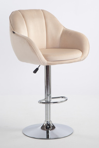 HR2055W Scaun Crem din Catifea cu Bază Cromata