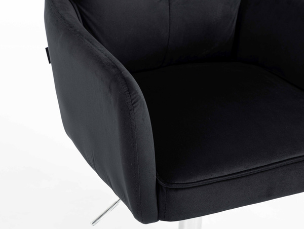 HR250N Scaun Catifea Neagră Bază Cromata
