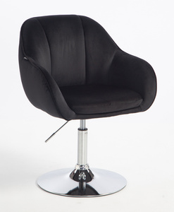 HR2055N Scaun Neagră din Catifea cu Bază Cromata