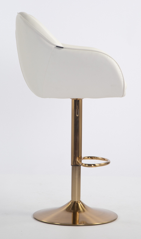 HR2055W Scaun Alb din Piele Ecologica cu Bază Aurie