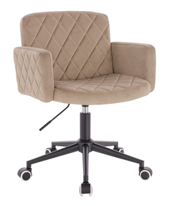 HR802K Scaun Latte din Catifea cu Bază Neagră