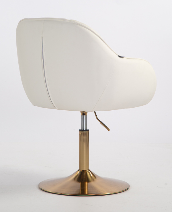 HR2055N Scaun Alb din Piele Ecologica cu Bază Aurie