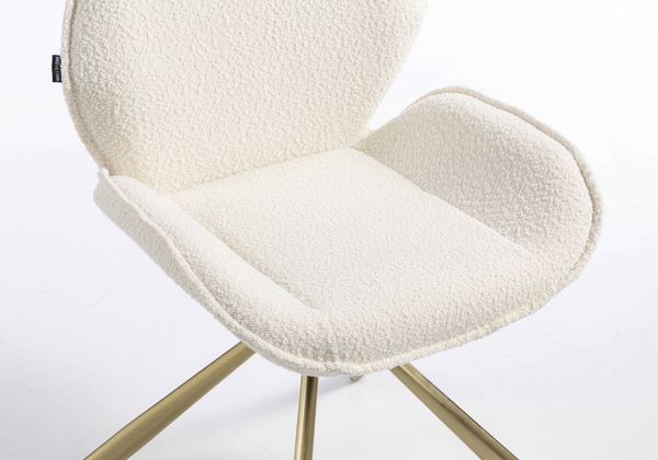 HR350 BAZĂ STEA Scaun Crem din Boucle Bază Aurie