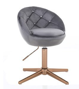 HR948CROSS Scaun Grafit din Catifea cu Bază Aurie