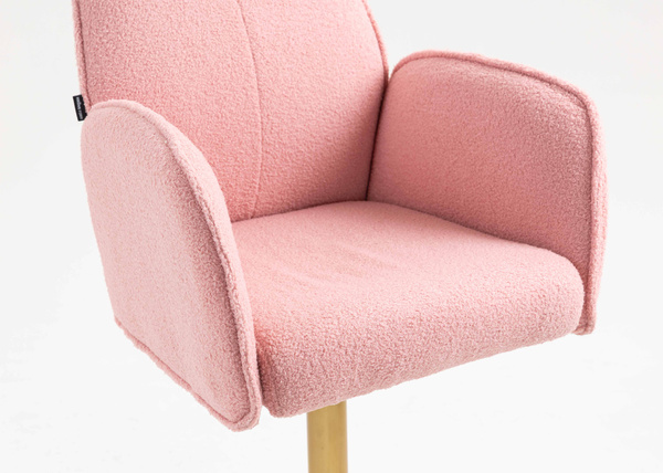HR280KW Scaun Roz Pudra Boucle cu Bază Aurie