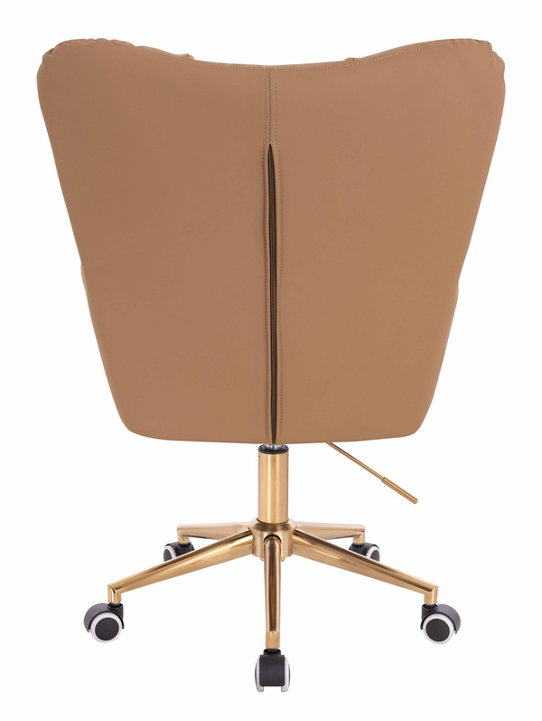 HR650K Scaun Caramel Piele Ecologica Premium Soft cu Bază Aurie