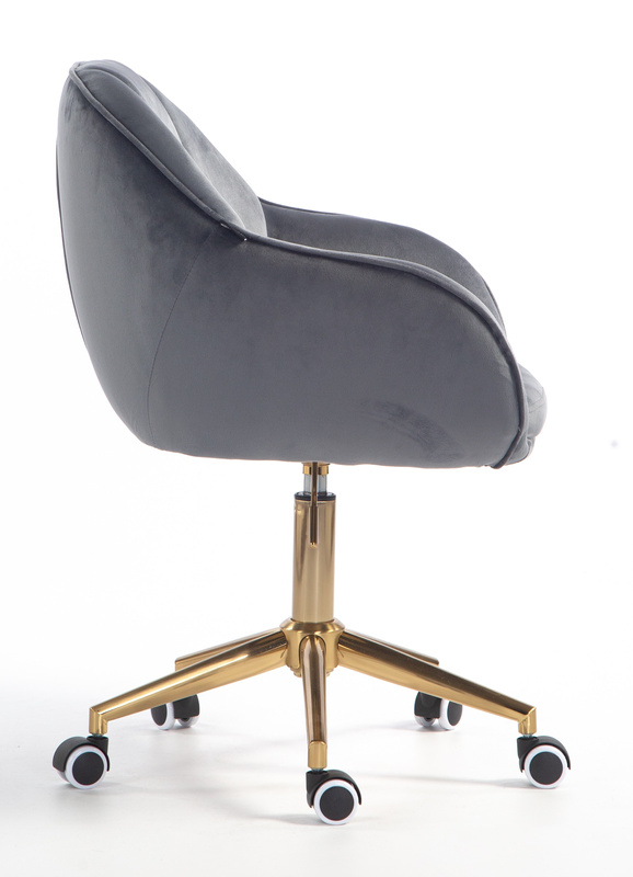 HR2055K Scaun Grafit din Catifea cu Bază Aurie
