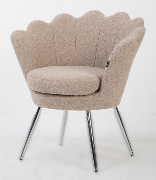 Fotoliu FREY Latte din Boucle cu Picioare Cromata