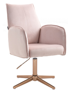 HR280CROSS Scaun Roz din Catifea cu Bază Aurie