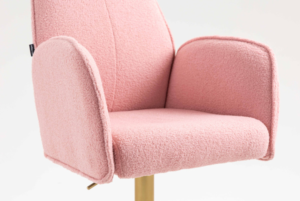 HR280KW Scaun Roz Pudra Boucle cu Bază Aurie