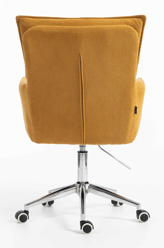 HR250K Scaun Catifea Reiată Premium Ruloare Curry Galben Bază Cromata