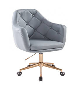 HR831K Scaun Piele Ecologica Gray cu Bază Aurie