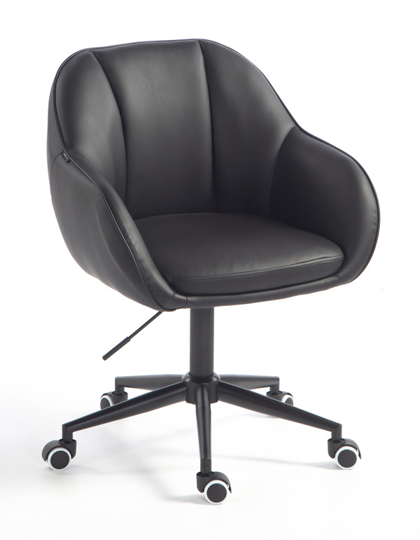 HR2055K Scaun Neagră din Piele Ecologica cu Bază Neagră