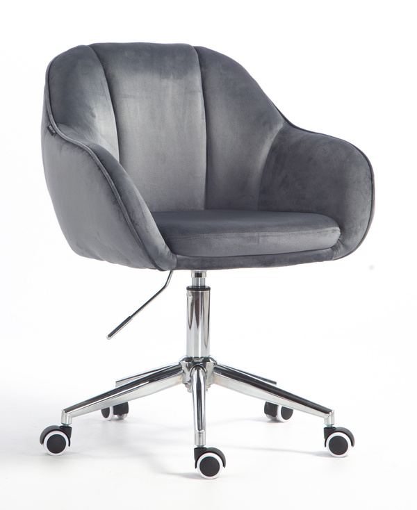 HR2055K Scaun Grafit din Catifea cu Bază Cromata