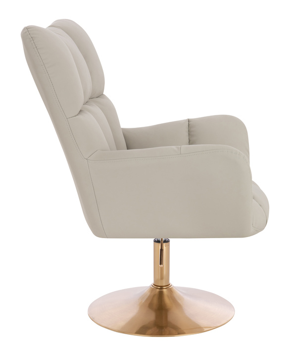 HR650N Scaun Ecru Piele Ecologica Premium Soft cu Bază Aurie