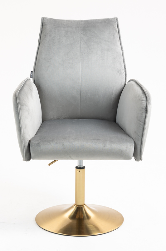 HR280N Scaun Gray din Catifea cu Bază Aurie