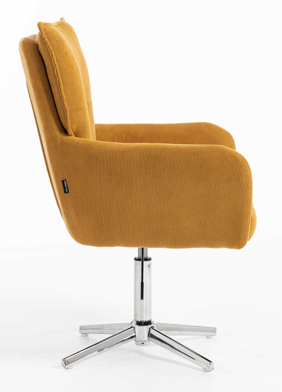 HR250CROSS Scaun Catifea Reiată Premium Ruloare Curry Galben Bază Cromata