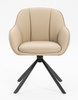 HR2055 BAZĂ STEA Scaun Crem din Piele Ecologica cu Bază Neagră