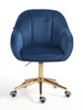 HR2055K Scaun Bleumarin din Catifea cu Bază Aurie