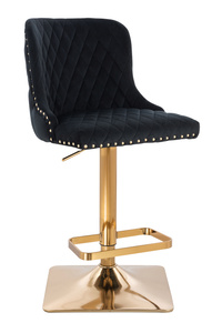 HR940KW Scaun Neagră din Catifea cu Bază Aurie