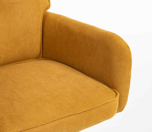 HR250N Scaun Catifea Reiată Premium Ruloare Curry Galben Bază Aurie