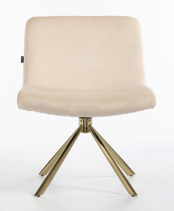 HR150 BAZĂ STEA Scaun Crem din Catifea cu Bază Aurie