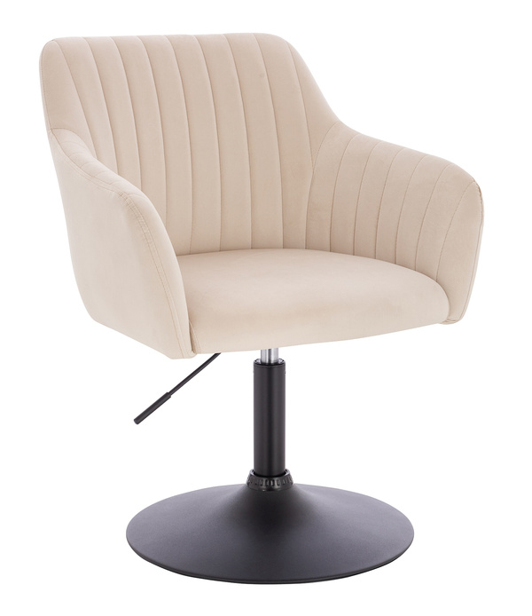 HR190N Scaun Crem din Catifea cu Bază Neagră