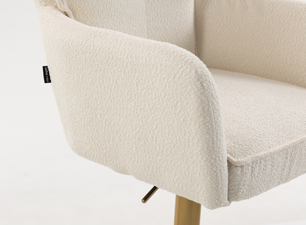 HR250W Scaun Crem Boucle Bază Aurie