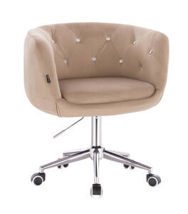 HR333CK Scaun Catifea Latte cu Bază Cromata