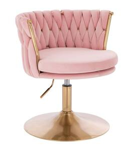 HR450N Scaun Roz Pudra din Catifea cu Bază Aurie