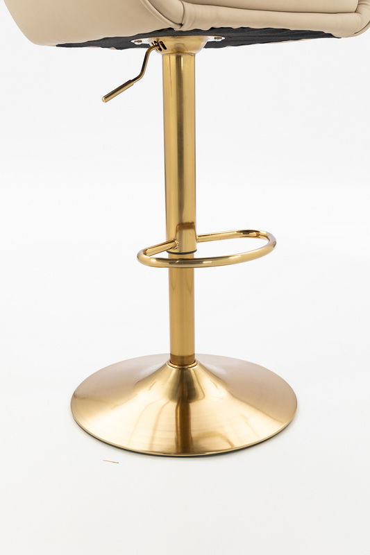 HR2055W Scaun Crem din Piele Ecologica cu Bază Aurie