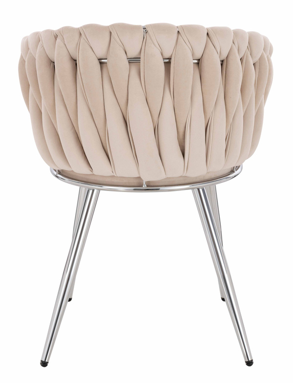 HR750 Scaun cu picioare Cromata Crem din Catifea