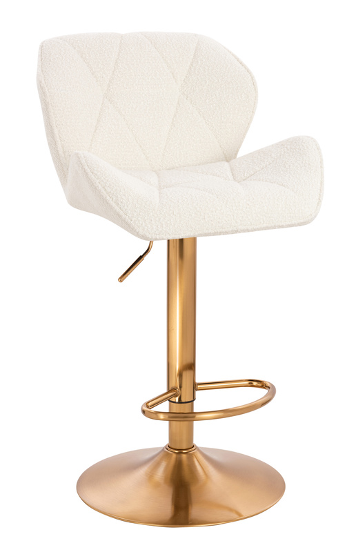 HR111W Scaun Crem Boucle cu Bază Aurie