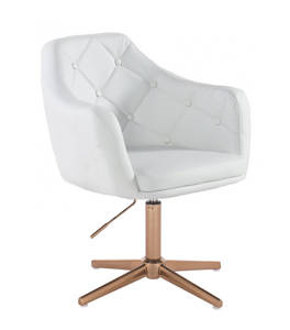 HR831CROSS Scaun Piele Ecologica Alb cu Bază Aurie