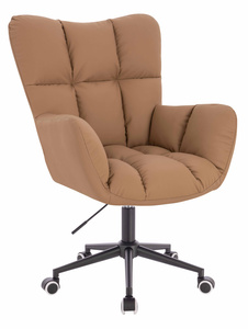 HR650K Scaun Caramel Piele Ecologica Premium Soft cu Bază Neagră