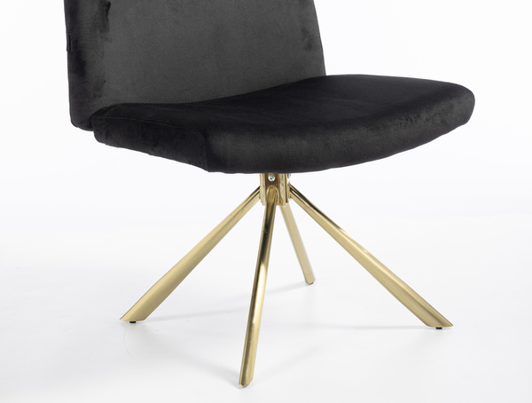 HR150 BAZĂ STEA Scaun Neagră din Catifea cu Bază Aurie