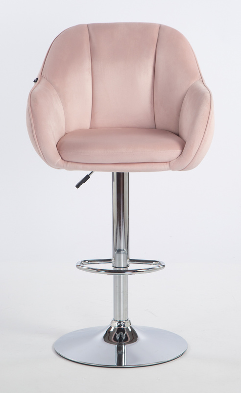 HR12055W Scaun Roz Pudra din Catifea cu Bază Cromata