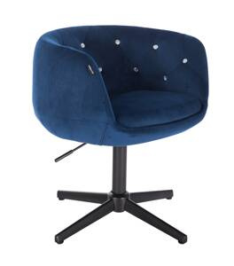 HR333CCROSS Scaun Catifea Bleumarin cu Bază Neagră